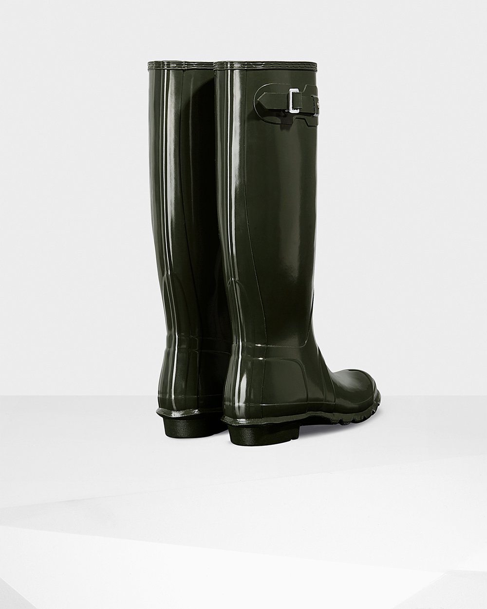 Hunter Mujer Original Gloss - Botas de Lluvia Verde Oscuro Oliva - 468-TCZWNH